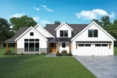 2-Story Modern Farmhouse Plan with Home Office