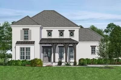 Acadian House Plan with Screened Porch and Optional Second Level