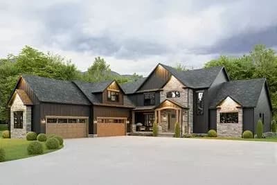 2-Story House Plan Over 4700 Square Feet with Home Office and Main-Level Master Bedroom