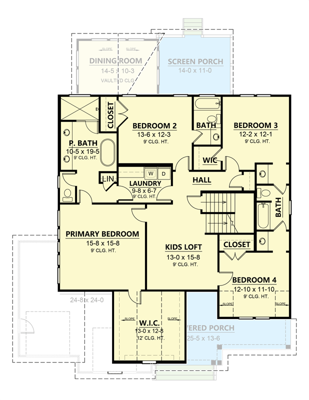 Plan 260018RVC: Modern Traditional House Plan with Expandable Attic - 3337 Sq Ft - Floor Plan - 2nd Floor - Traditional, Transitional