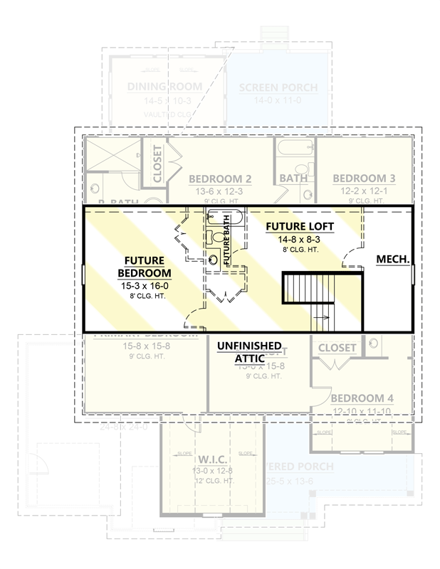 Plan 260018RVC: Modern Traditional House Plan with Expandable Attic - 3337 Sq Ft - Floor Plan - 3rd Floor - Traditional, Transitional