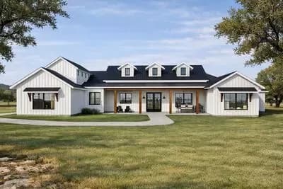 Modern Farmhouse Plan: 3,382 Sq Ft, 4 Beds, 3.5 Baths, 3-Car Garage