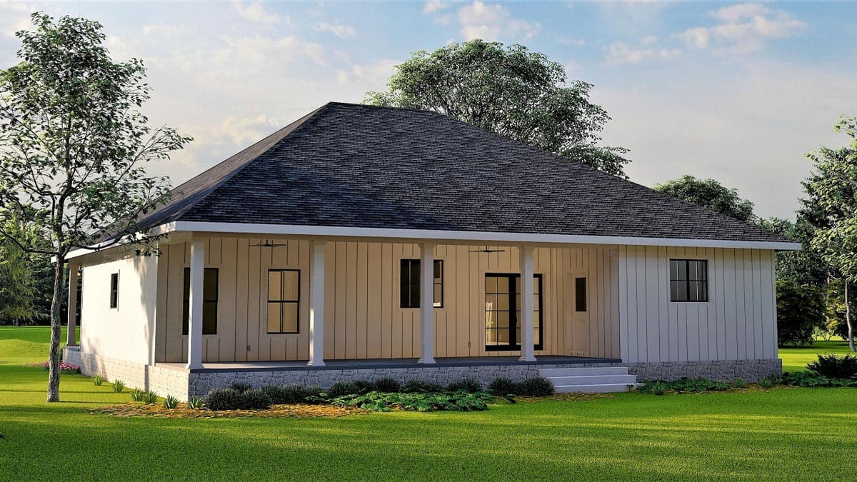 Plan 2541DH: Hip-Roofed Southern Country House Plan with 10'-deep Porches Front and Back - Image #5 - Country, Southern, Traditional