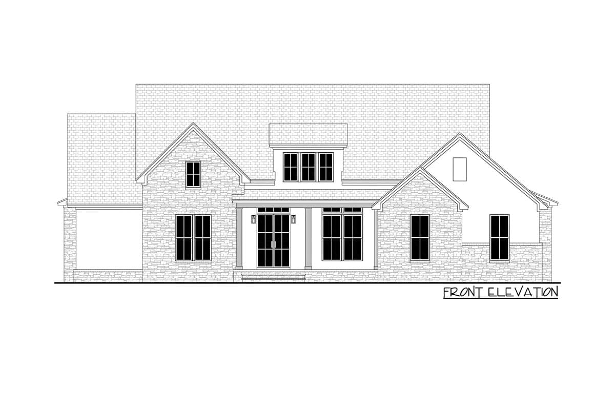 Plan 51900HZ: 4-Bed Transitional Farmhouse Plan with Home Office and Private Master Suite - 3055 Sq Ft - Image #4 - Country, Modern Farmhouse, New American, Transitional