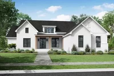 4-Bed Transitional Farmhouse Plan with Home Office and Private Master Suite - 3055 Sq Ft