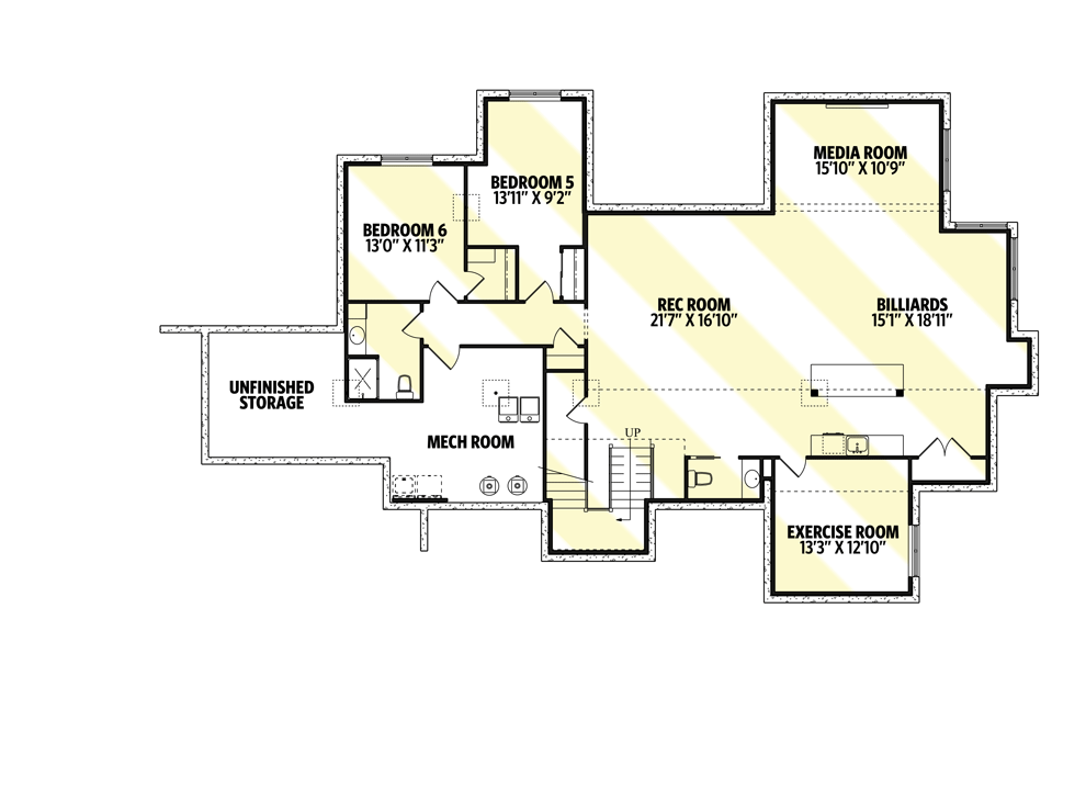 Plan 95156RW: Rustic Farmhouse Plan with Home Office and Main-floor Master Bedroom - Floor Plan - Optionally Finished Lower Level - Country, Craftsman, Farmhouse, Modern Farmhouse, Mountain, New American, Rustic