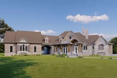 Fairytale French Country Home Plan with Porte Cochere