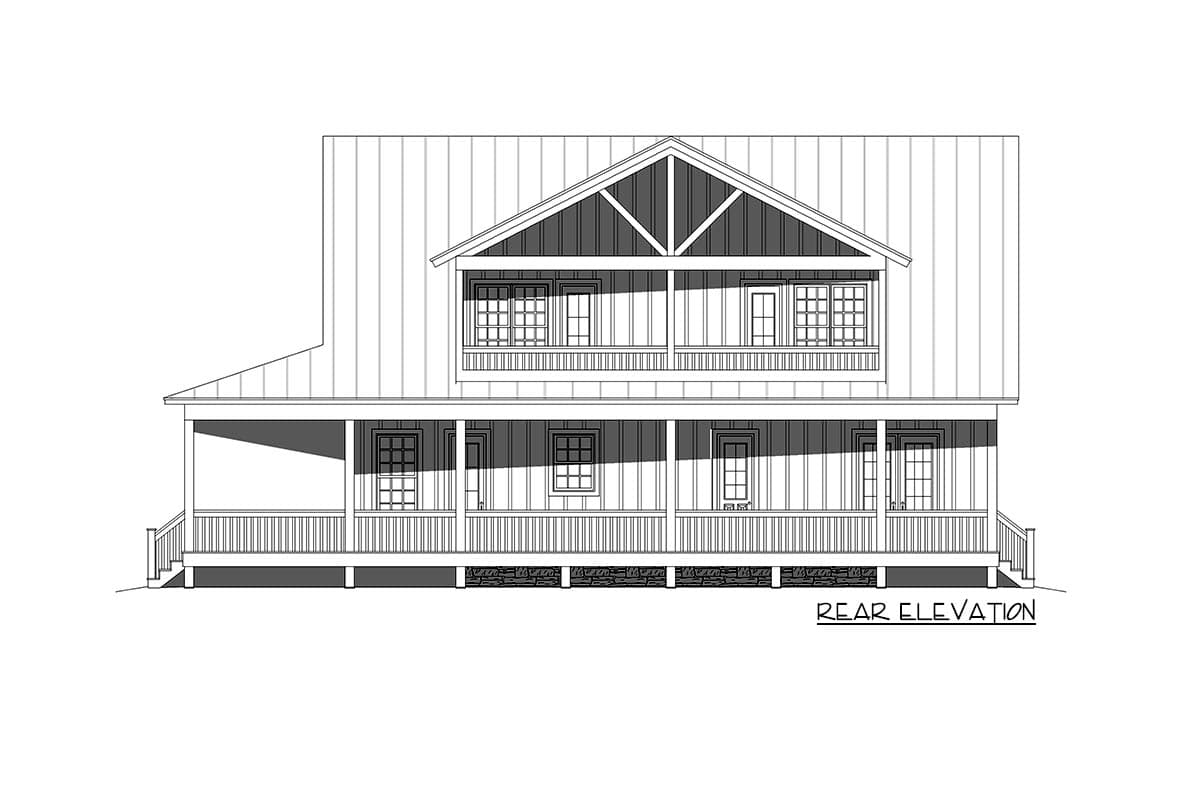 Plan 68944VR: Rustic Country Home Plan with Rear-Wrapping Porch and 3 Bedroom Suites - 2458 Sq Ft - Image #4 - Country, Craftsman, Mountain, Traditional