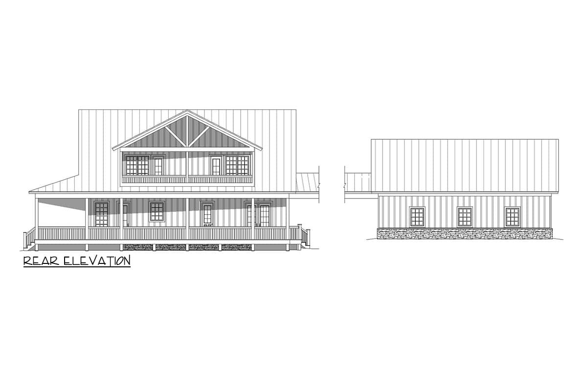 Plan 68945VR: Rustic Country Home Plan with a 3-Car Garage Connected by a Breezeway - Image #5 - Country, Farmhouse, Mountain, Rustic, Traditional