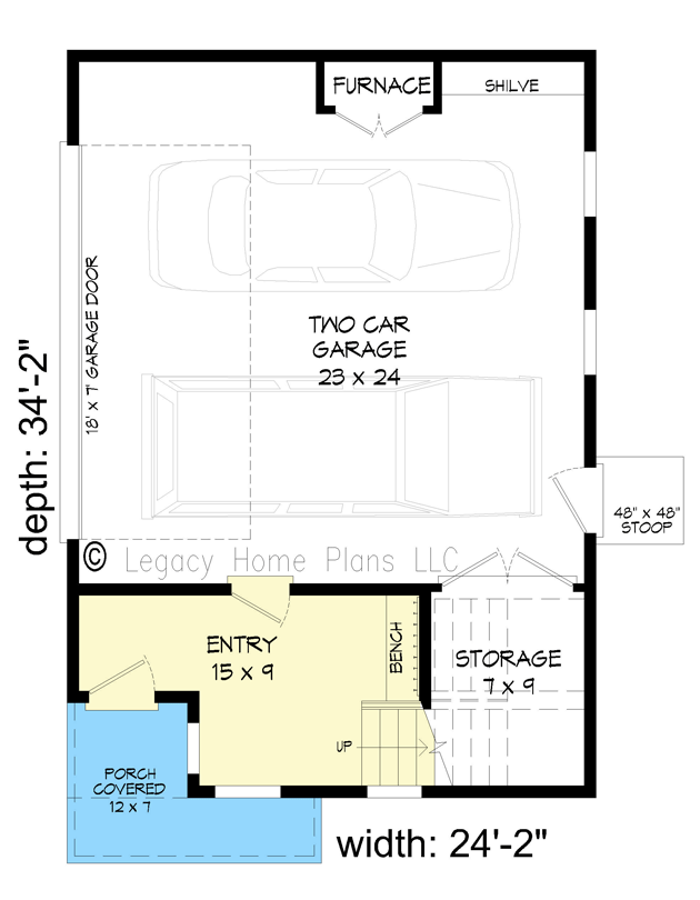 Plan 68947VR: 3-Story Contemporary House Plan with Rooftop Deck - 2011 Sq Ft - Floor Plan - Main Level - Contemporary
