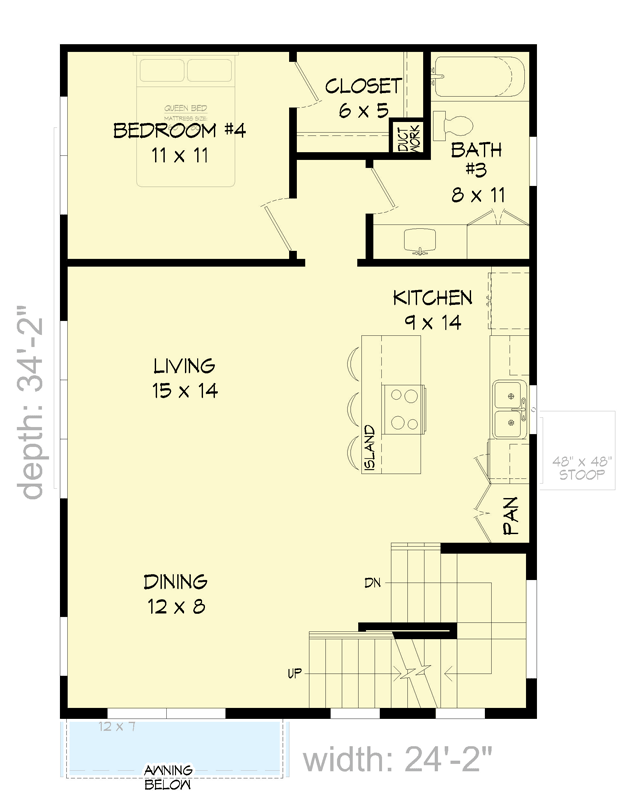 Plan 68947VR: 3-Story Contemporary House Plan with Rooftop Deck - 2011 Sq Ft - Floor Plan - 2nd Floor - Contemporary