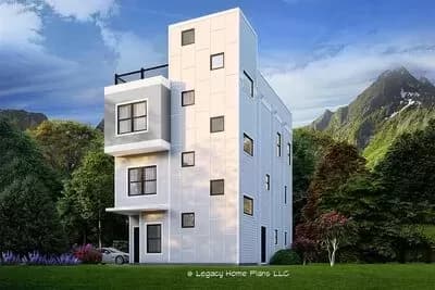 3-Story Contemporary House Plan with Rooftop Deck - 2011 Sq Ft