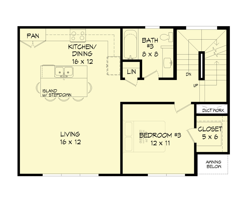 Plan 68948VR: Cube-Shaped Home Plan with Rooftop Deck - 1896 Sq Ft - Floor Plan - 2nd Floor - Contemporary