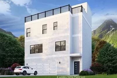 Cube-Shaped Home Plan with Rooftop Deck - 1896 Sq Ft