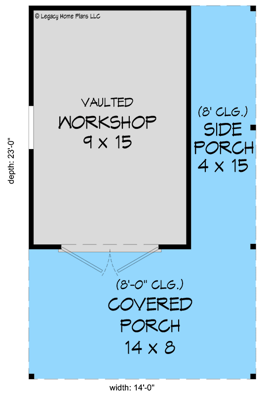 Plan 68950VR: Shed with Wrap-around Porch - Floor Plan - Main Level - Country, Craftsman, Traditional