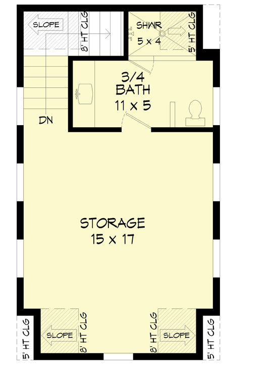Plan 68952VR: Rustic Craftsman ADU or Studio Plan - 387 Sq Ft - Floor Plan - 2nd Floor - Country, Craftsman, Mountain, Rustic, Traditional