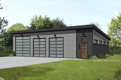 Contemporary 2700 Square Foot RV Garage with 3 Bays and Extra Storage