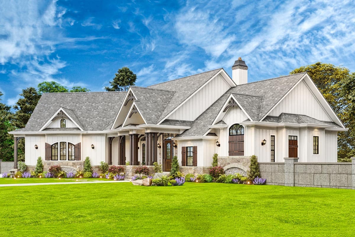 Plan 25760GE: 3-Bed Craftsman-Style House Plan with Great Room and Angled 2-Car Garage - Image #4 - Country, Craftsman, Mountain, New American, Rustic