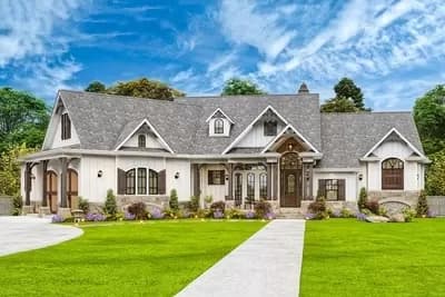 3-Bed Craftsman-Style House Plan with Great Room and Angled 2-Car Garage