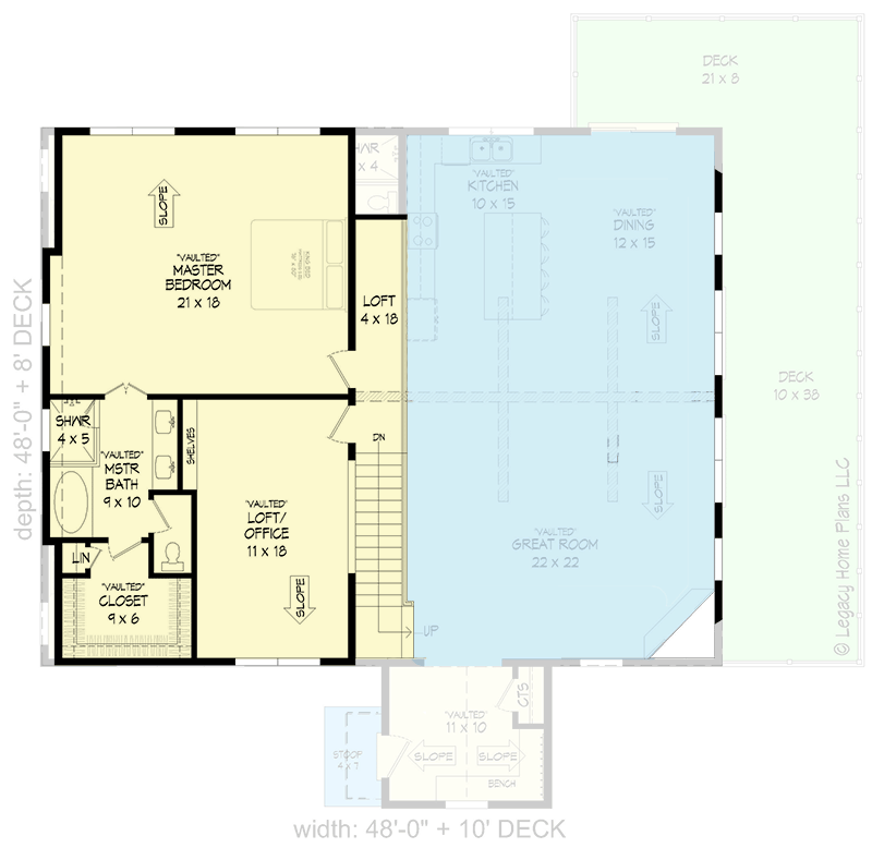 Plan 68956VR: Contemporary Mountain Home with Drive-under Garage and Lower Level Expansion Space - Floor Plan - 2nd Floor - Contemporary, Craftsman, Mountain, New American, Vacation