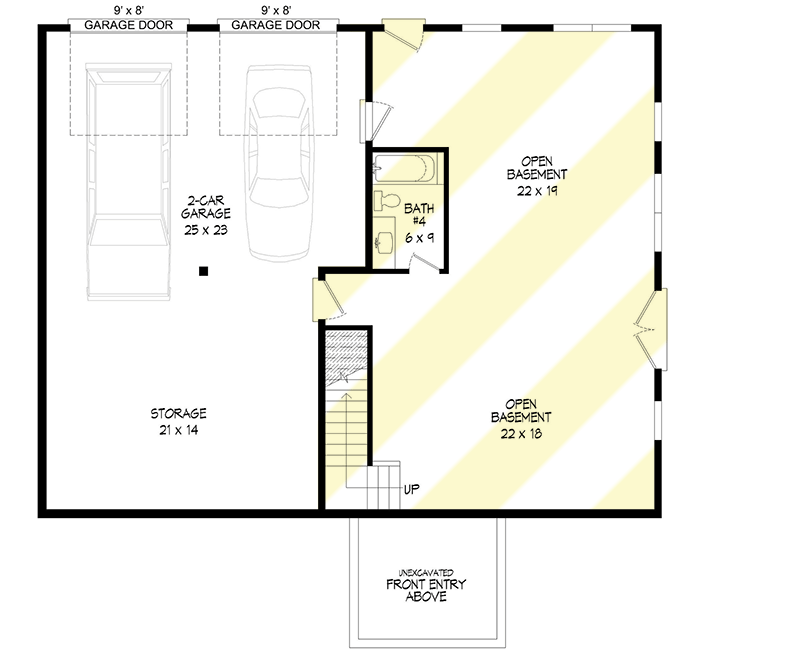 Plan 68956VR: Contemporary Mountain Home with Drive-under Garage and Lower Level Expansion Space - Floor Plan - Optionally Finished Lower Level - Contemporary, Craftsman, Mountain, New American, Vacation