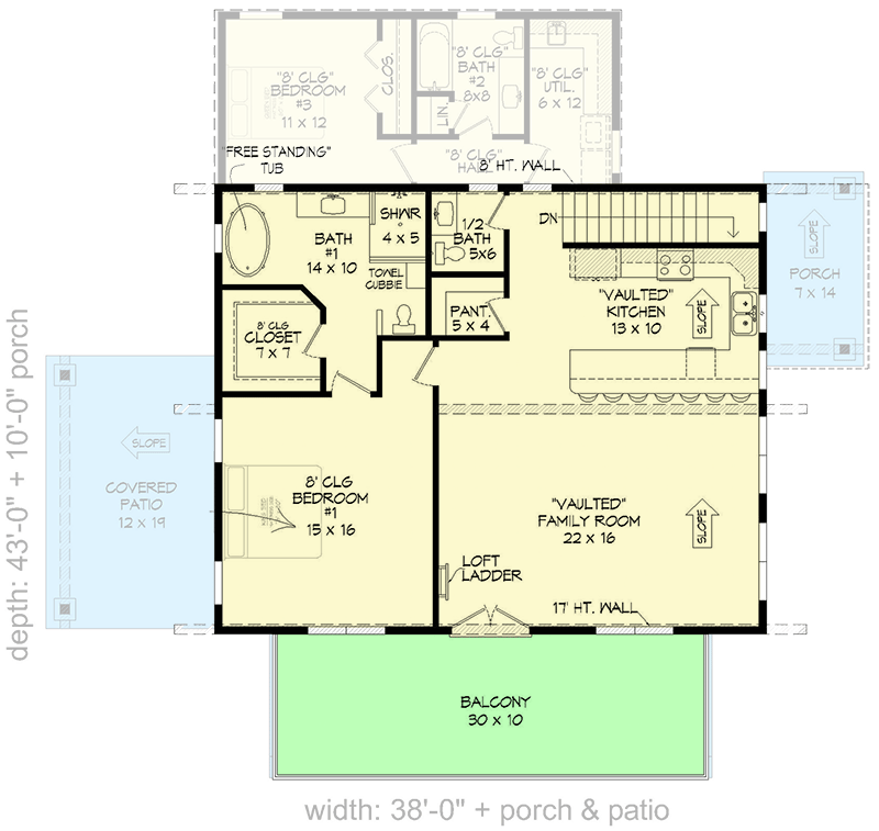 Plan 68957VR: Expanded 3-Bed Modern Mountain Home with Loft - 2442 Sq Ft - Floor Plan - 2nd Floor - Contemporary, Modern, Mountain, Vacation