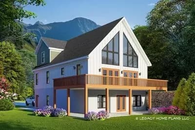Contemporary Mountain Home Plan with Vaulted Great Room and Wraparound Deck