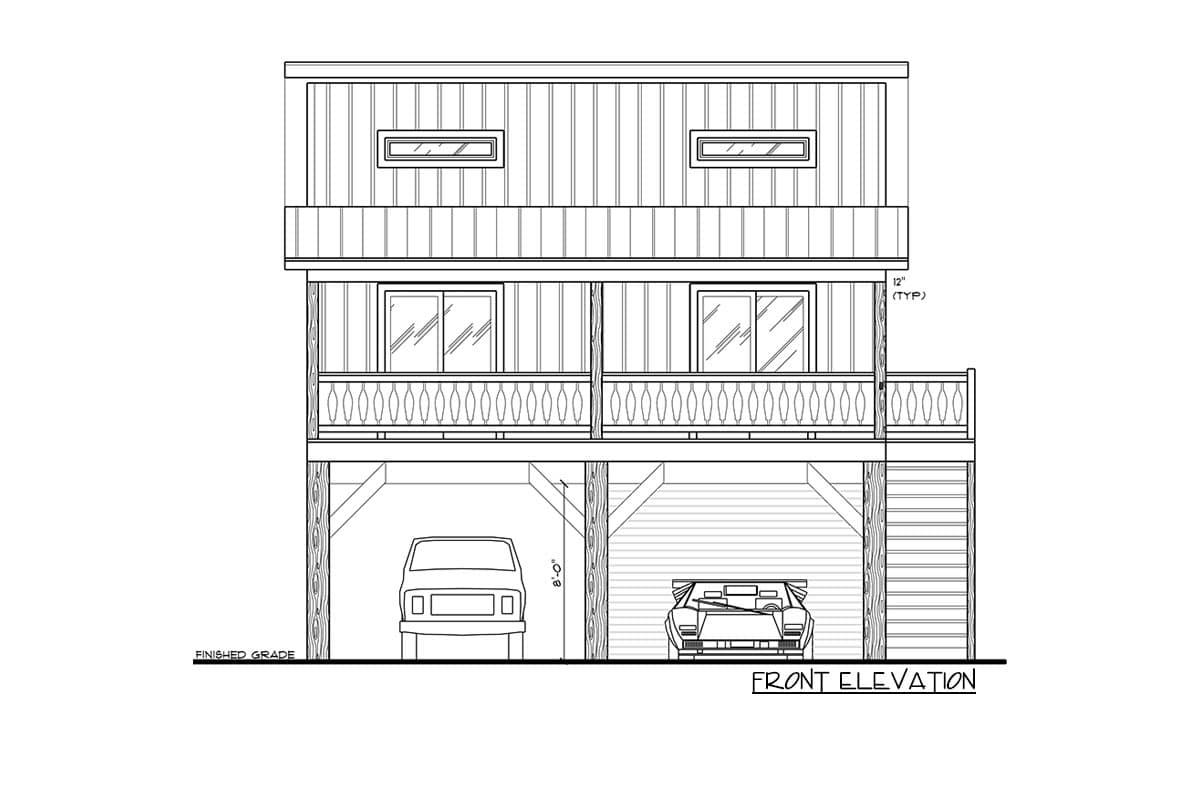 Plan 461020DNN: Beach House Plan with Loft Bunk Room Overlook - 842 Sq Ft - Image #11 - Beach, Coastal, Low Country, Vacation