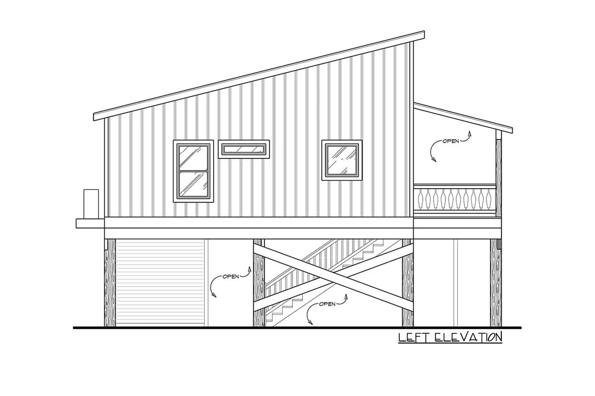Plan 461020DNN: Beach House Plan with Loft Bunk Room Overlook - 842 Sq Ft - Image #12 - Beach, Coastal, Low Country, Vacation