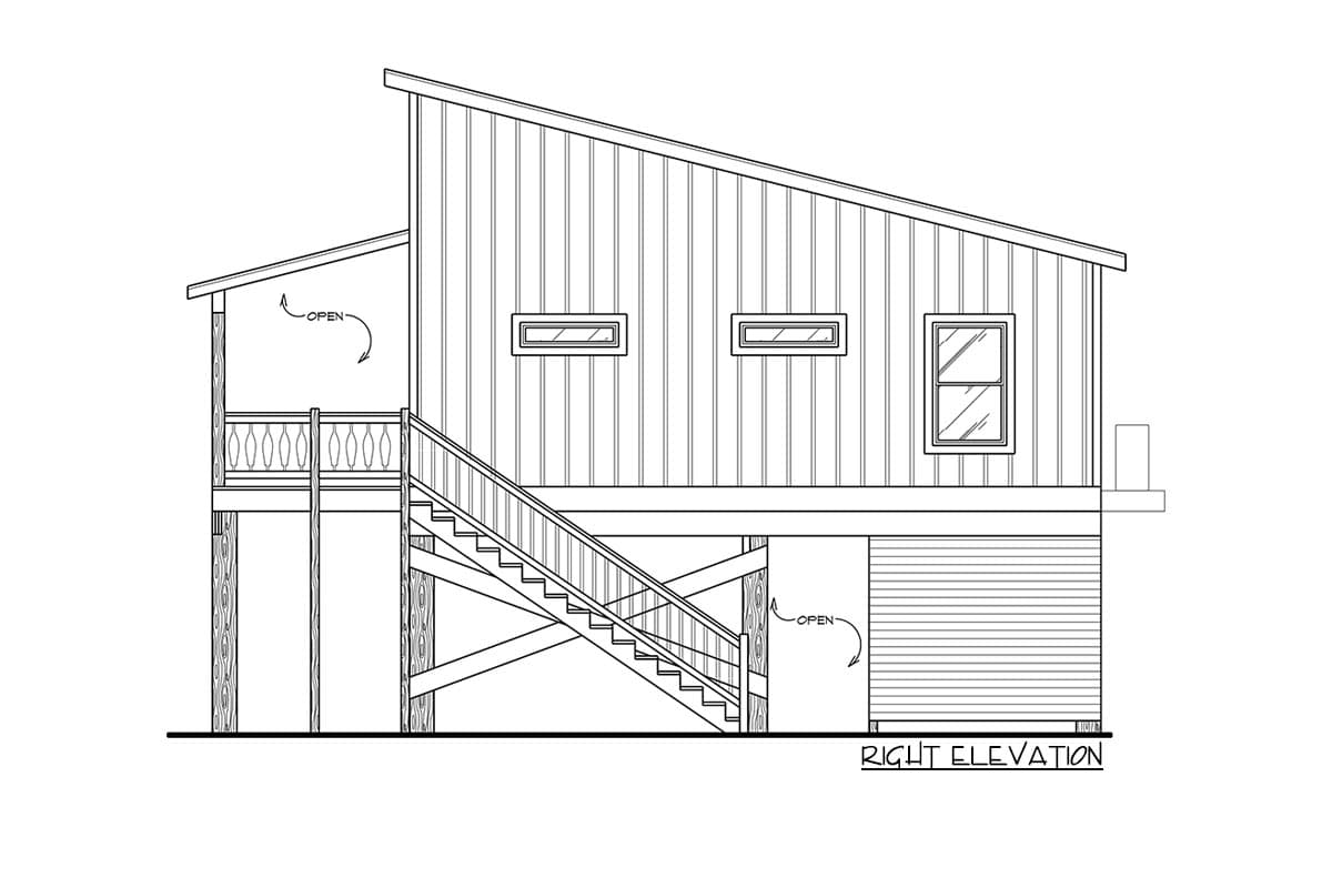 Plan 461020DNN: Beach House Plan with Loft Bunk Room Overlook - 842 Sq Ft - Image #14 - Beach, Coastal, Low Country, Vacation