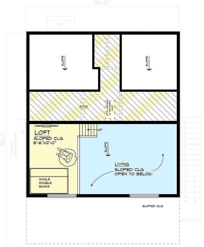 Plan 461020DNN: Beach House Plan with Loft Bunk Room Overlook - 842 Sq Ft - Floor Plan - 2nd Floor - Beach, Coastal, Low Country, Vacation