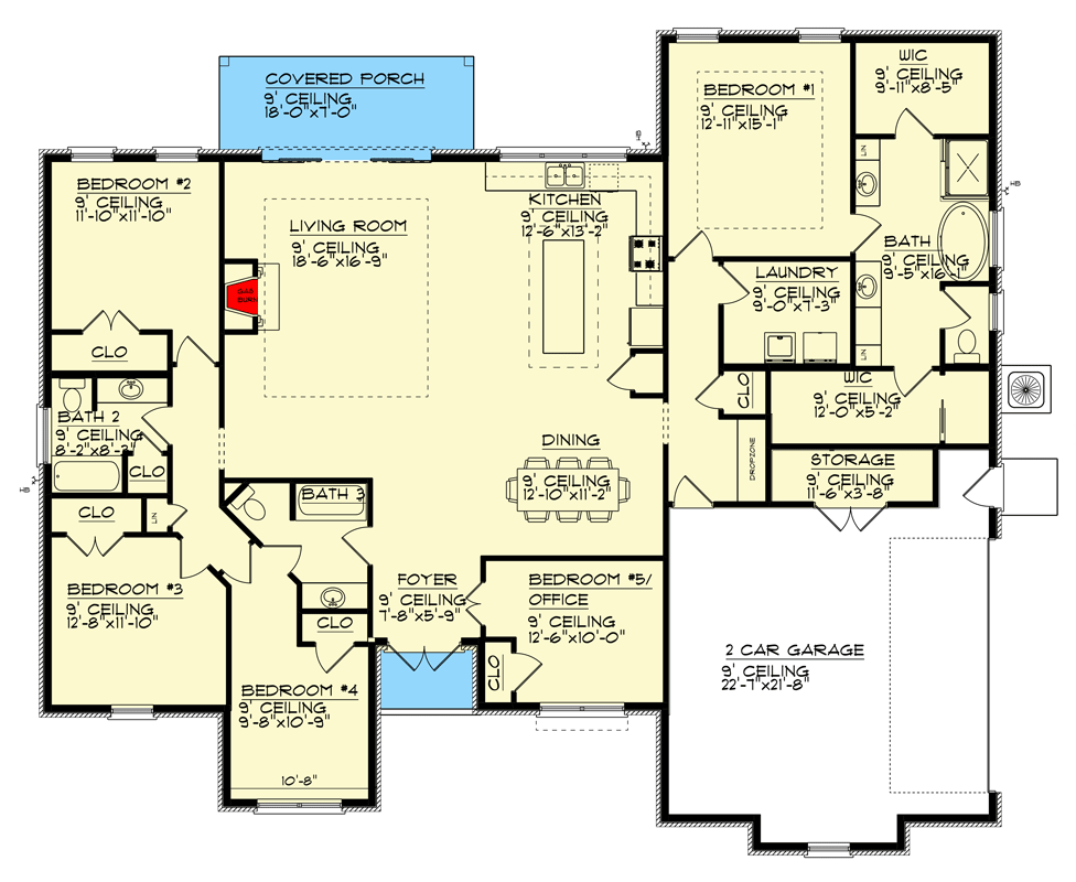 Plan 461029DNN: Transitional European Home Plan with Split-bed Layout - Floor Plan - Main Level - European, Southern, Transitional