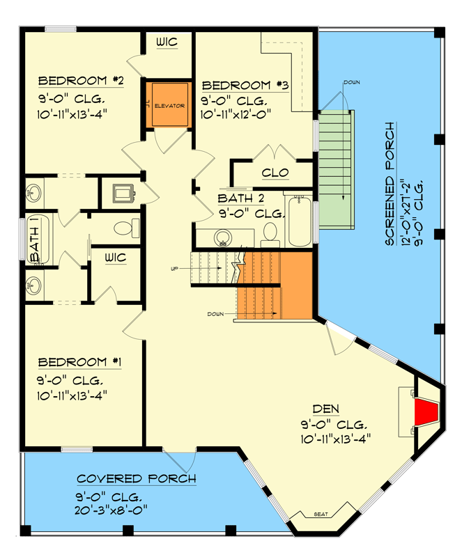 Plan 461030DNN: Exclusive Beach House with Stacked Porches - Floor Plan - Main Level - Beach, Coastal, Low Country, New Orleans, Vacation
