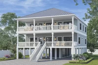 Exclusive Coastal Home Plan with Family Room on Top Floor