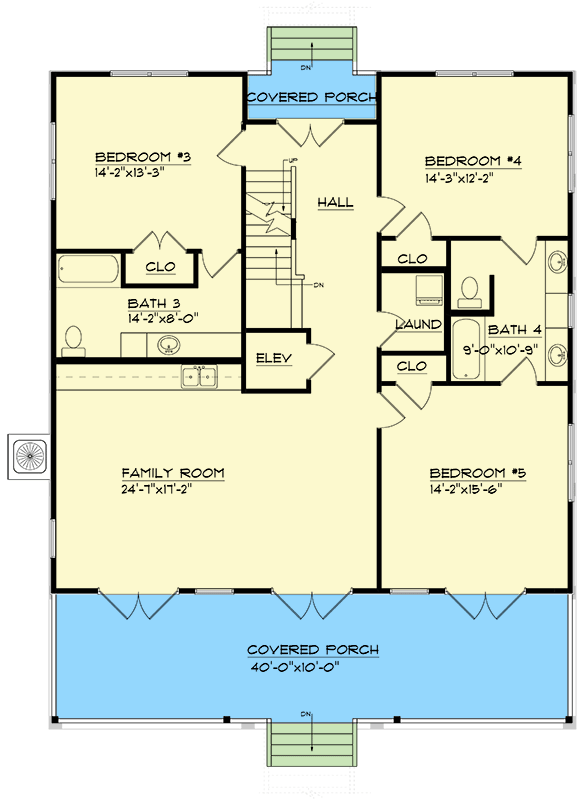 Plan 461035DNN: Elevated Coastal House Plan with Kitchen and Living Room on Top Floor - Floor Plan - Main Level - Beach, Coastal, Low Country, New Orleans, Vacation