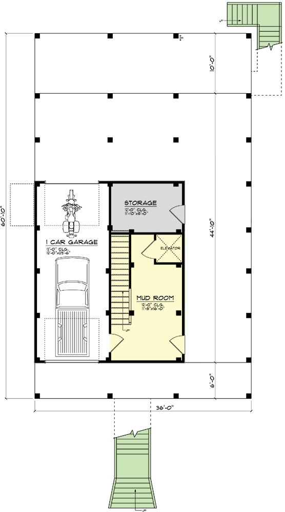 Plan 461037DNN: Exclusive Coastal Home Plan with Elevator and Master on Top Floor - Floor Plan - Ground Level - Beach, Coastal, Low Country, Vacation