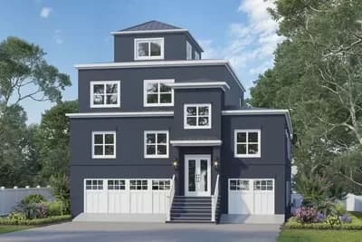 Modern Split Level Home Plan with Private Guest Suite