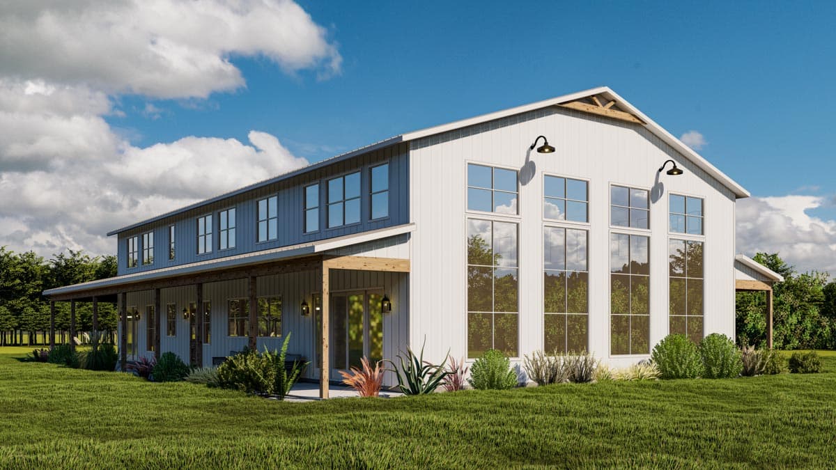 Plan 400007FTY: Modern Barndominium Plan with Wraparound Porch and Loft - 6,169 Sq Ft - Image #4 - Barndominium, Country, Rustic