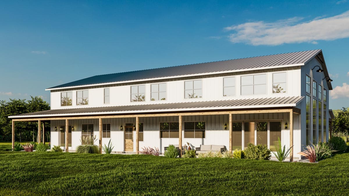 Plan 400007FTY: Modern Barndominium Plan with Wraparound Porch and Loft - 6,169 Sq Ft - Image #5 - Barndominium, Country, Rustic