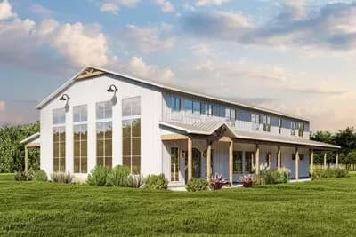 Modern Barndominium Plan with Wraparound Porch and Loft - 6,169 Sq Ft