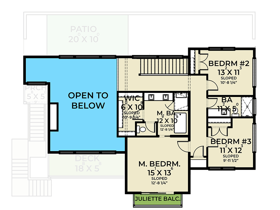 Plan 280178JWD: Contemporary Northwest Home Plan for Front-Sloping Lots - 3114 Sq Ft - Floor Plan - 2nd Floor - Contemporary, Mid Century Modern, Modern, Northwest
