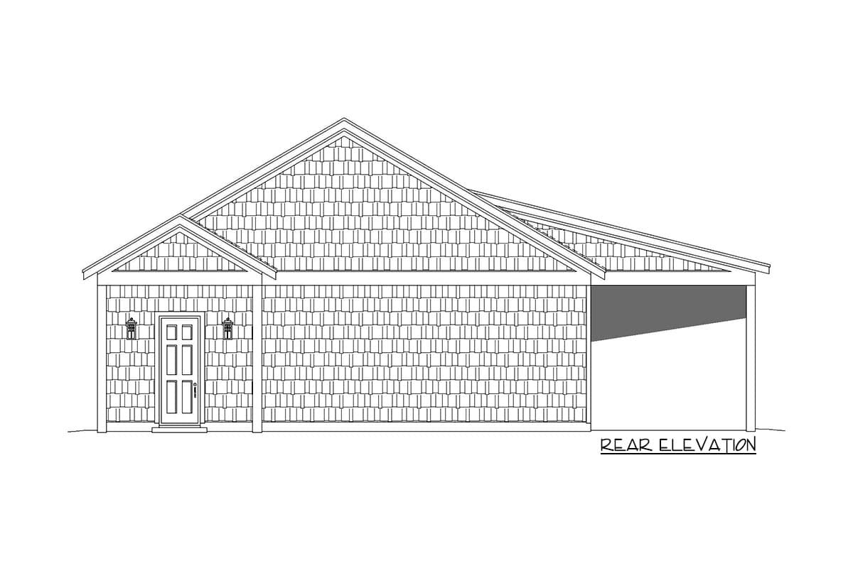 Plan 68962VR: Shingled 3-Car Garage with Carport - Image #4 - Country, Craftsman, Traditional