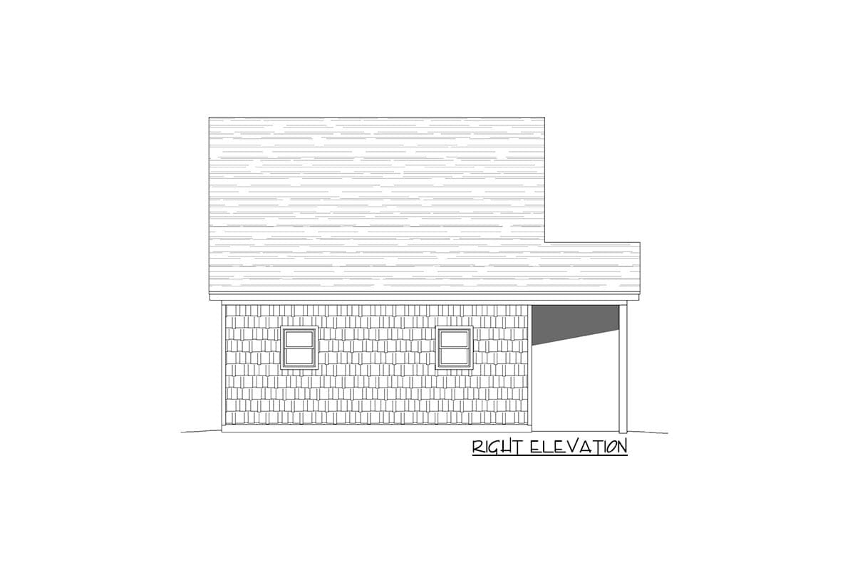 Plan 68962VR: Shingled 3-Car Garage with Carport - Image #5 - Country, Craftsman, Traditional