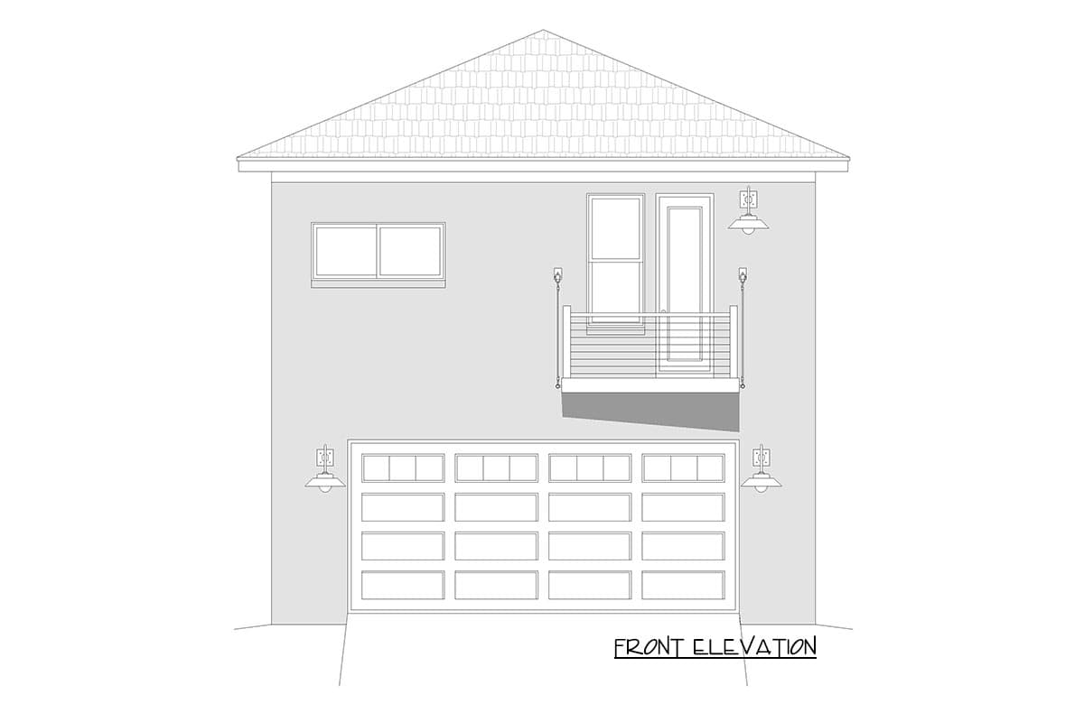 Plan 68964VR: 2-Bed Garage Apartment Above a 2-Car Garage with Traditional Exterior  - Image #12 - European, Traditional
