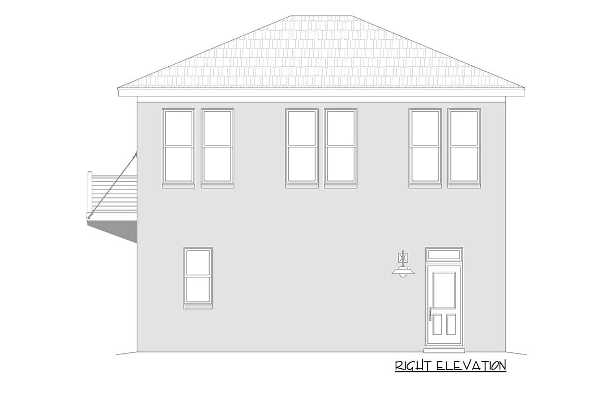 Plan 68964VR: 2-Bed Garage Apartment Above a 2-Car Garage with Traditional Exterior  - Image #15 - European, Traditional