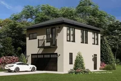 2-Bed Garage Apartment Above a 2-Car Garage with Traditional Exterior 