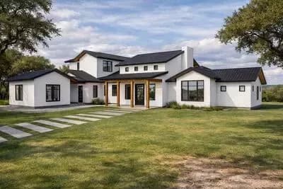 Transitional Farmhouse Plan with Clerestory Windows Front and Back