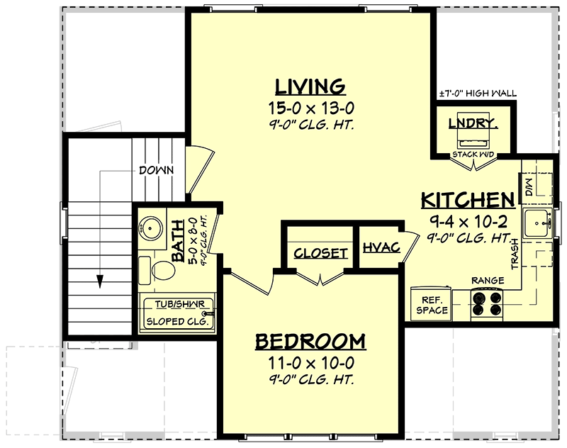 Plan 51902HZ: New American Garage Apartment with Board and Batten Siding - Floor Plan - 2nd Floor - Carriage, Country, Craftsman, New American