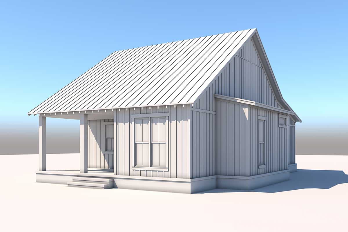 Plan 51903HZ: Rustic 3-Bed Country Home Plan with Vaulted Living Room - 1299 Sq Ft - Image #5 - Cabin, Cottage, Country, Farmhouse, Mountain, Rustic, Southern