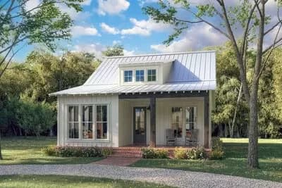 Rustic 3-Bed Country Home Plan with Vaulted Living Room - 1299 Sq Ft